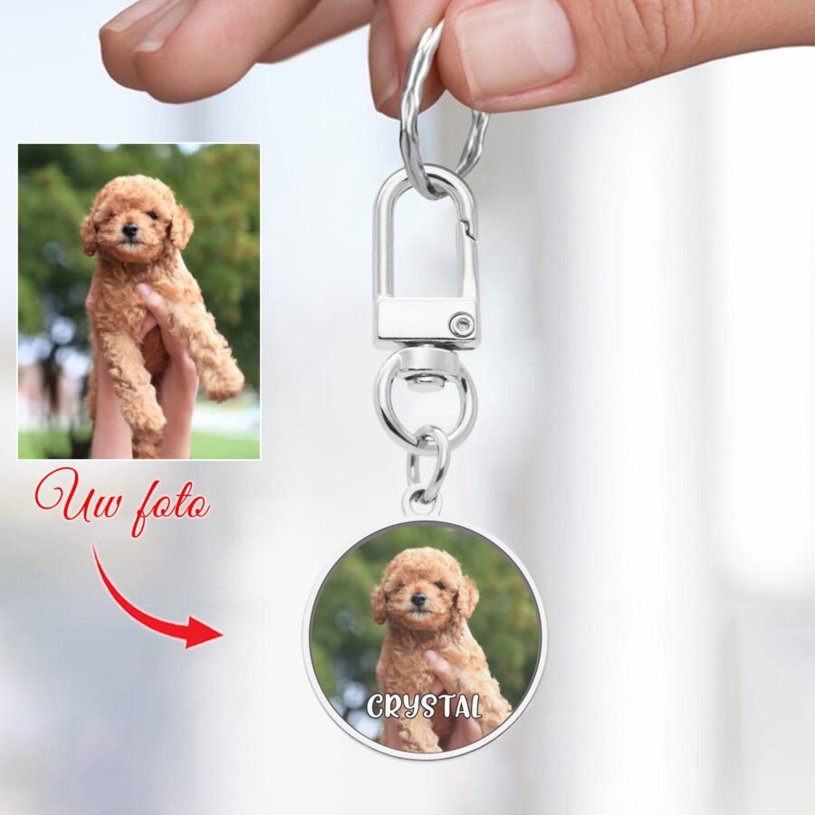 Round Personalized Pet Photo with name - Keychain
