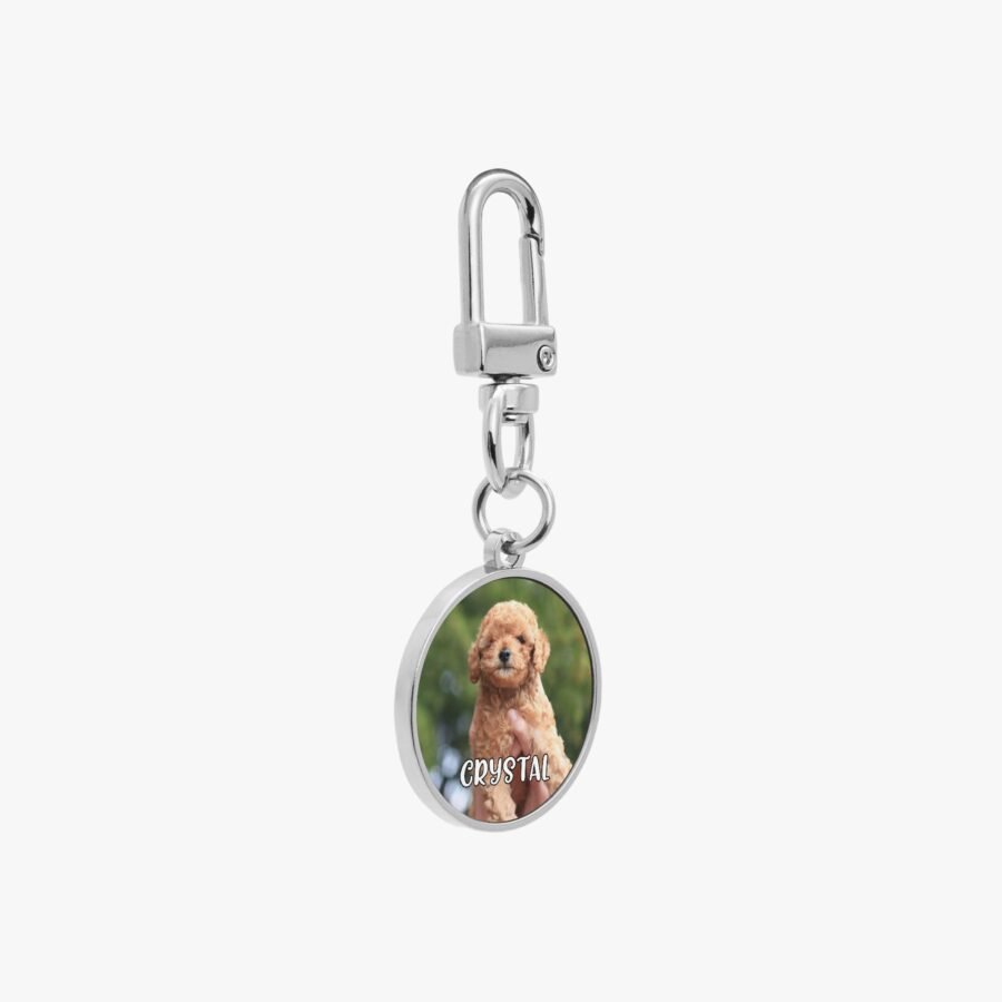 Round Personalized Pet Photo with name - Keychain - Image 5