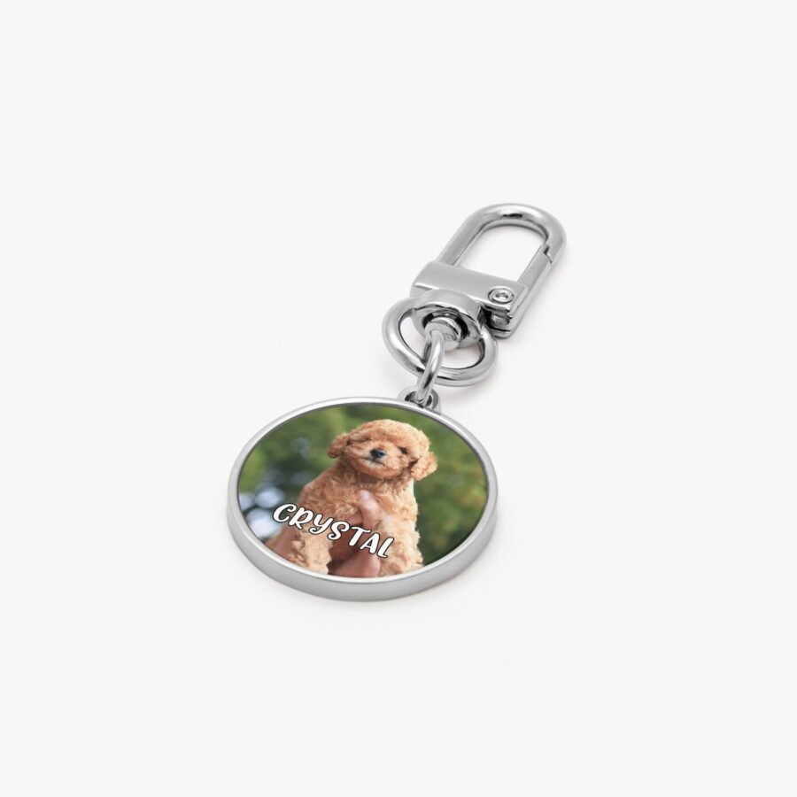 Round Personalized Pet Photo with name - Keychain - Image 4